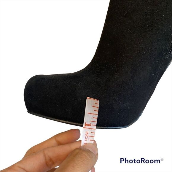 Aldo Black High Heels Velvety Boots Back Zipper - Picture 12 of 12